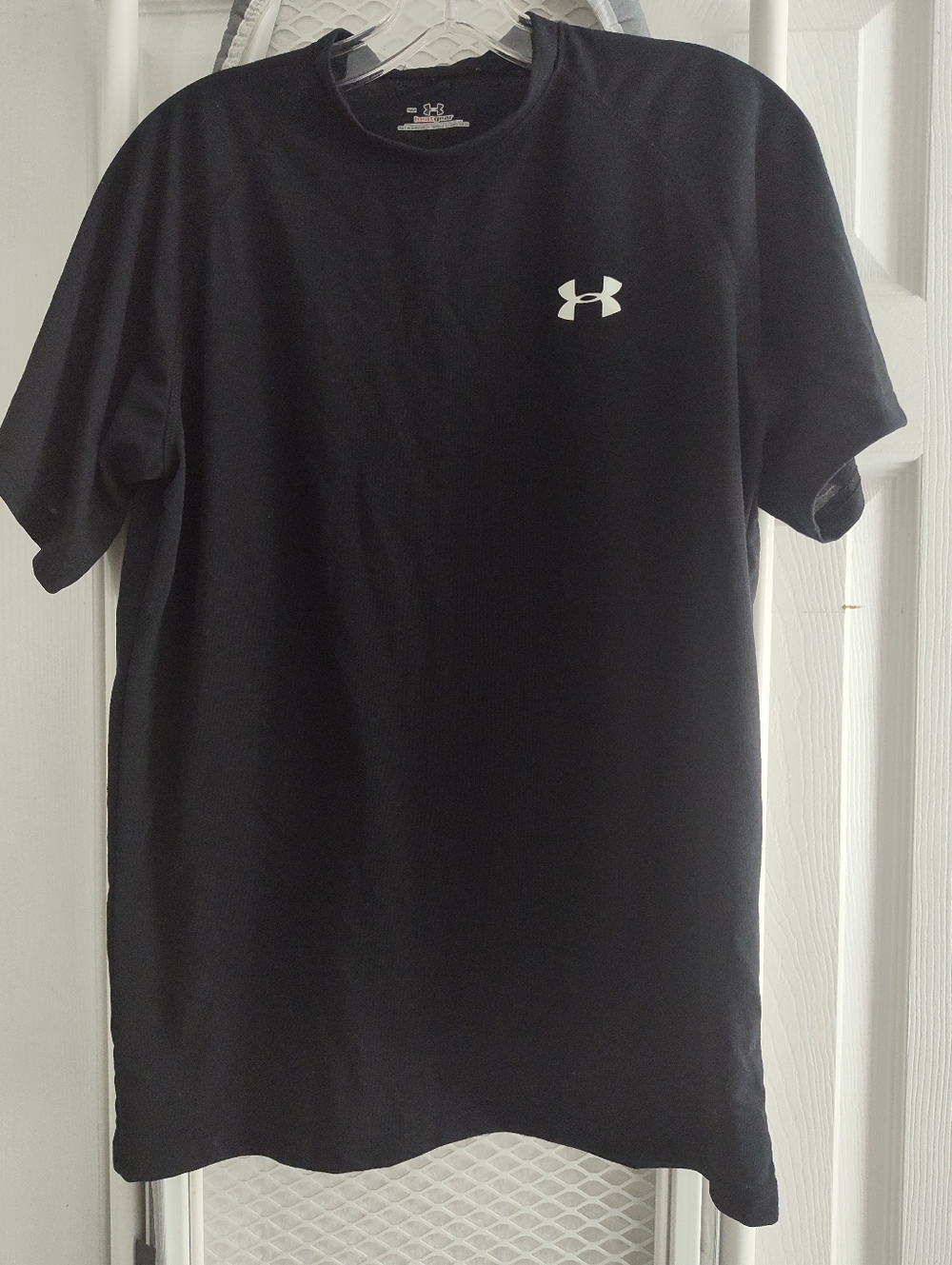 Under Armour Black Short Sleeve Athletic Tee with White Logo